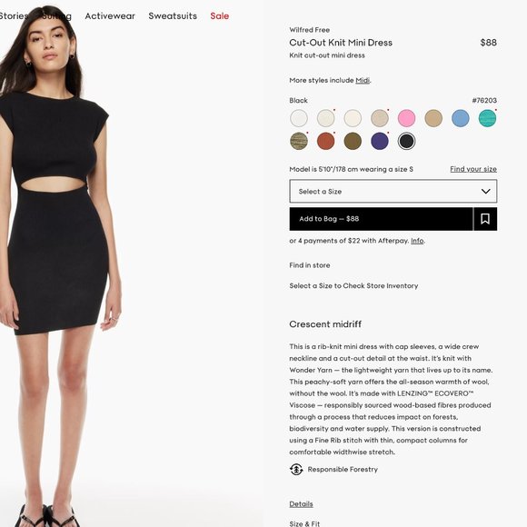 Wilfred Free Cut-Out Knit Mini Dress (black, Aritzia, Size S) - Picture 6 of 8